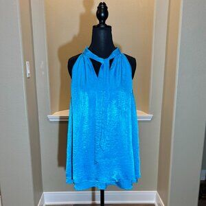 💙Como Black Turquoise Halter Sleeveless Top Size XL